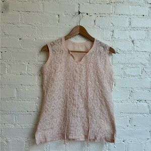 Pink Sleeveless Lace Top